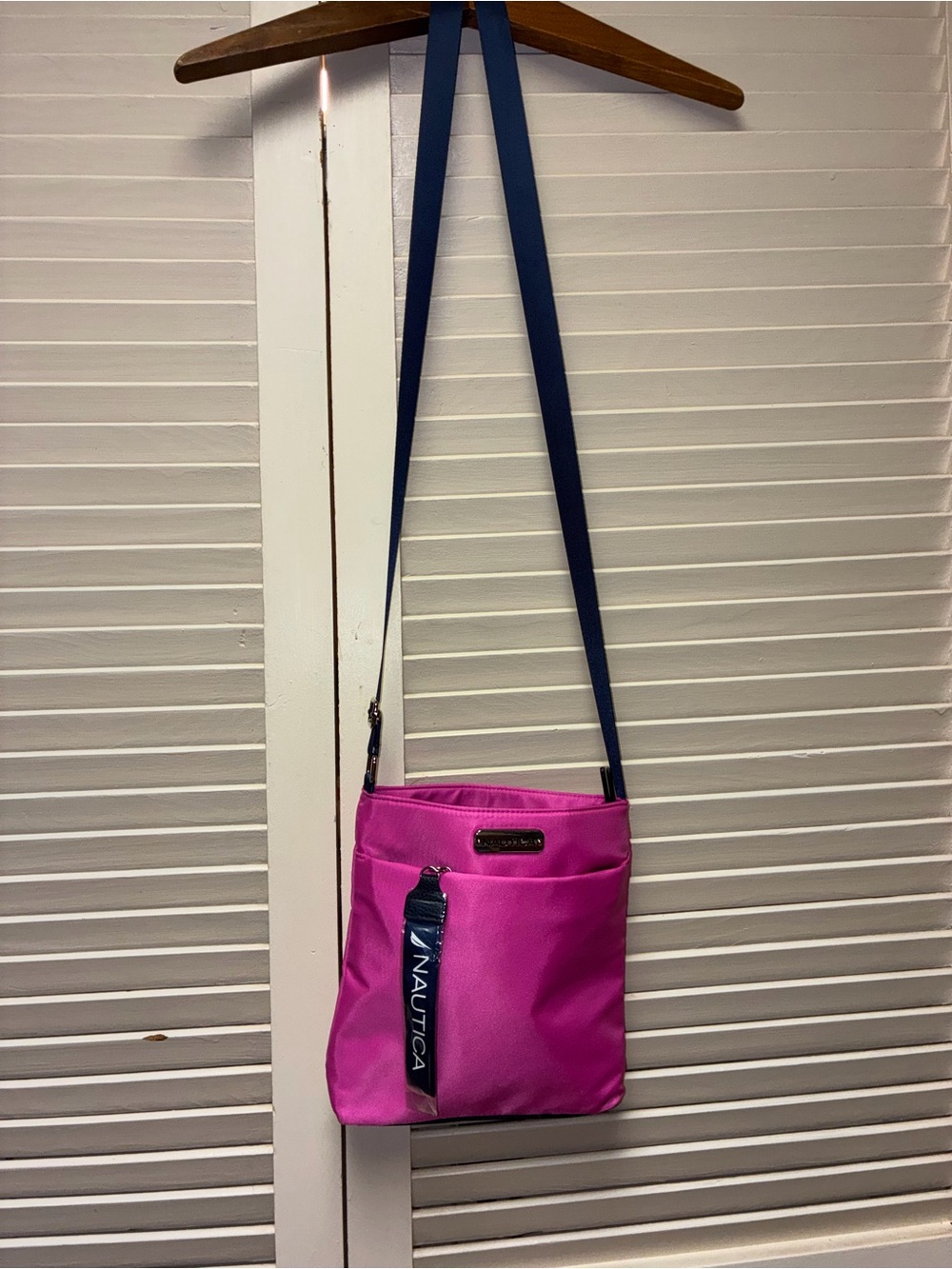 Nautica Hot Pink Crossbody with Navy Strap